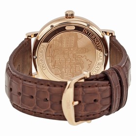 IWC Portofino Silver Dial 18kt Rose Gold Case Brown Leather Strap Automatic Men's Watch 3565-04