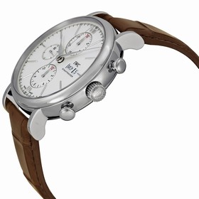 IWC Portofino Silver Dial Chronograph Brown Leather Men's Watch IW391007