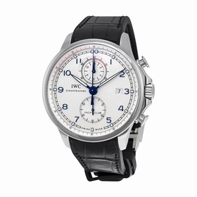 IWC Portugieser Yacht Club Silver-Plated DIal Black Alligator Leather Men's Watch 3902-16