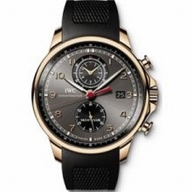 IWC Portuguese Chronograph Automatic Grey Dial Black Rubber Men's Watch IW390202