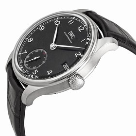 IWC Portuguese Hand Wound Eight Days Black Leather Men's Watch IW510202