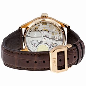 IWC Portuguese Silver Dial 18kt Rose Gold Brown Leather Strap Automatic Men's Watch 5001-13