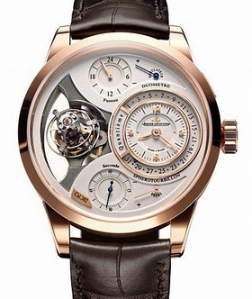 Jaeger LeCoultre Duometre A Spherotourbillion Beige Dial 18kt Pink Gold Brown Leather Men's Watch Q6052520