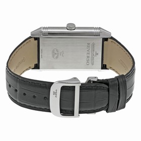 Jaeger LeCoultre Grande Reverso Duo White Satin Dial Black Leather Men's Watch Q3748421