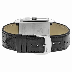 Jaeger LeCoultre Grande Reverso Silver Dial Stainless Steel Black Leather Men's