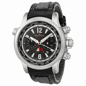 Jaeger LeCoultre Master Compressor Automatic Black Dial Black Leather Men's Watch Q1768421