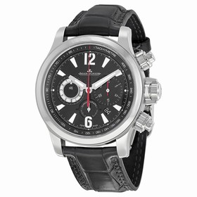 Jaeger LeCoultre Master Compressor Chronograph Black Galvanic Dial Leather Men's Watch Q1758421