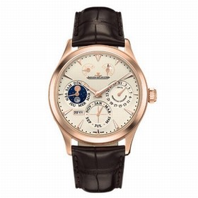 Jaeger LeCoultre Master Eight Days Beige Dial Perpetual Calendar Men's Watch Q1612420