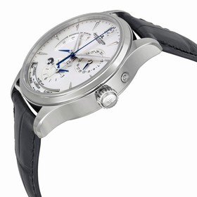 Jaeger Lecoultre Master Geographic Silver Dial Black Leather Men's Watch Q1428421