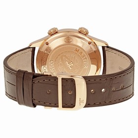 Jaeger LeCoultre Master Memovox Silver Dial 18kt Rose Gold Brown Leather Men's Watch Q1412430