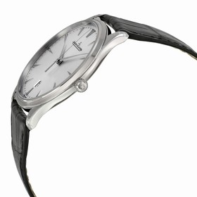 Jaeger LeCoultre Master Ultra Thin Date Silvered Sunray Brushed Dial Black Leather Men's Watch Q1288420