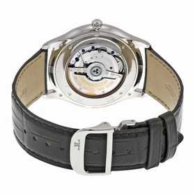 Jaeger LeCoultre Master Ultra Thin Date Silvered Sunray Brushed Dial Black Leather Men's Watch Q1288420