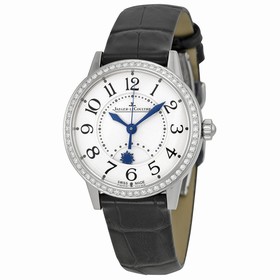 Jaeger LeCoultre Rendez-Vous Night and Day Silver Dial Diamond Leather Ladies Watch Q3468421