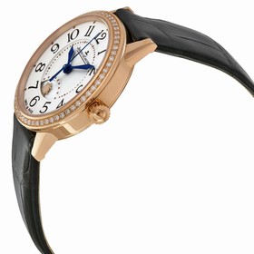 Jaeger LeCoultre Rendez-Vous Silver Dial 18kt Rose Gold Black Leather Ladies Watch Q3462521