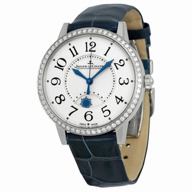 Jaeger LeCoultre Rendez-Vous Silver Dial Diamond Bezel Blue Leather Ladies Watch Q3448420