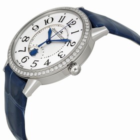 Jaeger LeCoultre Rendez-Vous Silver Dial Diamond Bezel Blue Leather Ladies Watch Q3448420