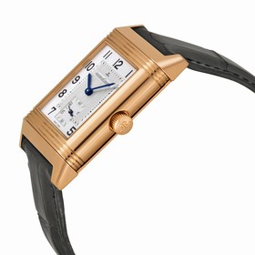 Jaeger LeCoultre Reverso Grande Taille Silver Dial Black Leather Men's Watch Q2702421-BK