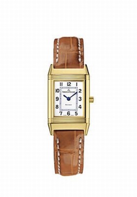 Jaeger LeCoultre Reverso Lady White 18kt Yellow Gold Brown Leather Q2601410