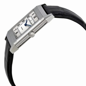 Jaeger LeCoultre Reverso Silver Dial Black Ostrich Leather Strap Unisex Watch Q2508412