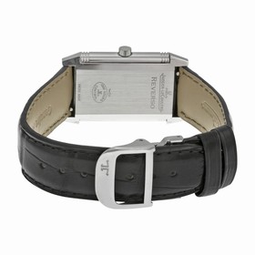 Jaeger LeCoultre Reverso Silver Dial Black Ostrich Leather Strap Unisex Watch Q2508412