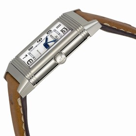 Jaeger LeCoultre Reverso Silver Dial Brown Ostrich Leather Strap Unisex Watch Q2518411
