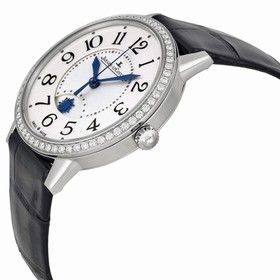 Jaeger LeCoultre Rendez-vous Day and Night Silver Dial Stainless Steel Diamond Black Leather Ladies Watch Q3448421