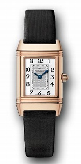 Jaeger LeCoultre Silver and Black 18kt Rose Gold Black Leather Ladies Watch Q2662420