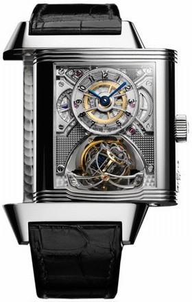 Jaeger LeCoultre Silver Dial Platinum Black Leather Men's Watch Q2336420