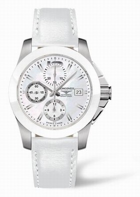 Longines Conquest Chronograph White Ceramic Leather (L3.661.4.86.0)