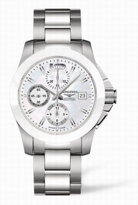 Longines Conquest Chronograph White Ceramic Bracelet (L3.661.4.86.6)