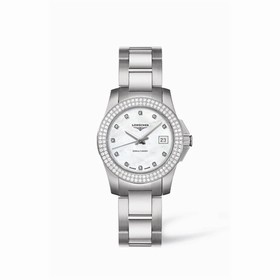 Longines Conquest 29.5 Quartz Stainless Steel Double Row Diamond Bezel (L3.258.0.87.6)