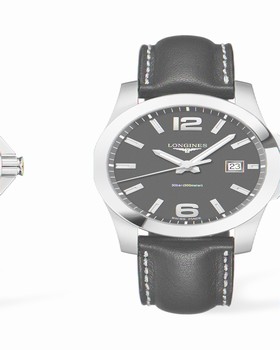Longines Conquest Quartz 41mm Black Leather (L3.659.4.58.3)