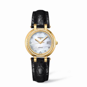 Longines PrimaLuna Automatic 30 Yellow Gold Diamond Leather MOP (L8.113.7.87.2)