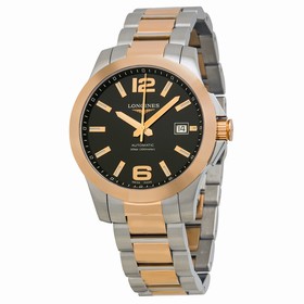 Longines Conquest Automatic Black Dial Rose Gold and Stainless Steel Men's Watch L36765567