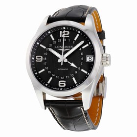 Longines Conquest Classic Automatic Black Dial Black Alligator Men's Watch L27994563
