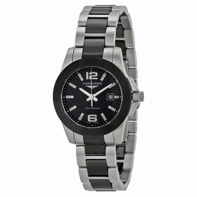 Longines Conquest White Dial Black Ceramic and Stainless Steel Watch L32574567