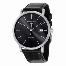 Longines Elegant Black Dial Alligator Leather Automatic Men's Watch L49104722