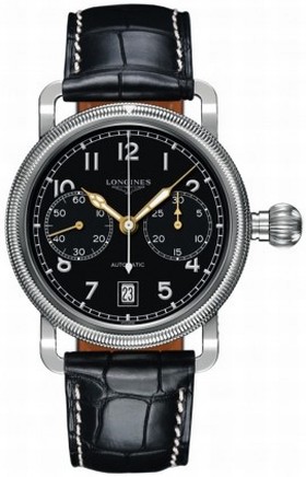 Longines Heritage Chrono Blcak Dial Black Alligator Leathermens Watch L2.783.4.53.0