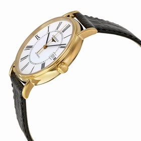 Longines La Grande Classic White Dial Gold-plated Black Leather Men's Watch 49212112