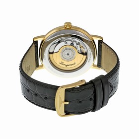 Longines La Grande Classic White Dial Gold-plated Black Leather Men's Watch 49212112