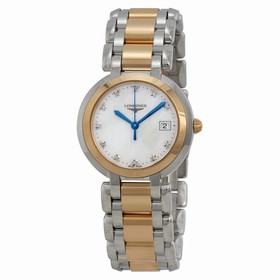 Longines Primaluna White Mother of Pearl Stainless Steel and 18kt Rose Gold Dial Ladies Watch L81125876