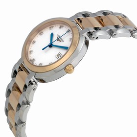 Longines Primaluna White Mother of Pearl Stainless Steel and 18kt Rose Gold Dial Ladies Watch L81125876