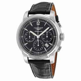 Longines Saint Imier Chronograph Black Dial Black Leather Men's Watch L27844523