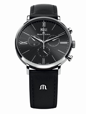 Maurice Lacroix Eliros Black Dial Black Leather Ladies Quartz Watch EL1088-SS001-310