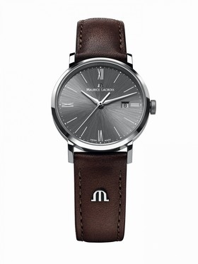 Maurice Lacroix Eliros Date Brown Leather Strap Stainless Steel Case Men's Quartz Watch EL1087-SS001-810