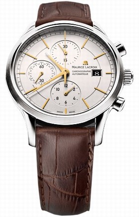 Maurice Lacroix Les Classiques Automatic Chronograph Silver Dial Brown Leather Strap Men's Watch LC6058-SS001-131