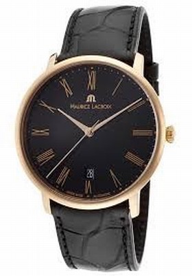 Maurice Lacroix Les Classiques Black Dial 18kt Rose Gold Case and Hands Men's Automatic Watch LC6007-PG101-310