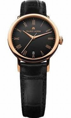 Maurice Lacroix Les Classiques Black Dial Black Alligator Leather Automatic Ladies Watch LC6013-PG101-310