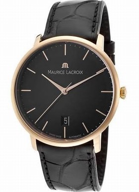 Maurice Lacroix Les Classiques Black Dial Black Alligator Leather Automatic Men's Watch LC6007-PG101-330
