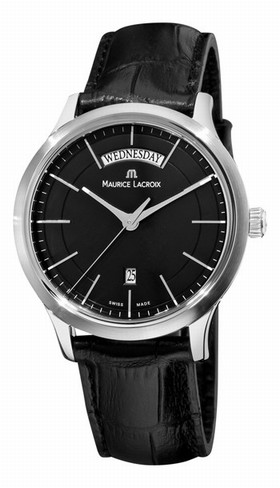 Maurice Lacroix Les Classiques Black Dial Black Leather Men's Watch LC1007-SS001-330